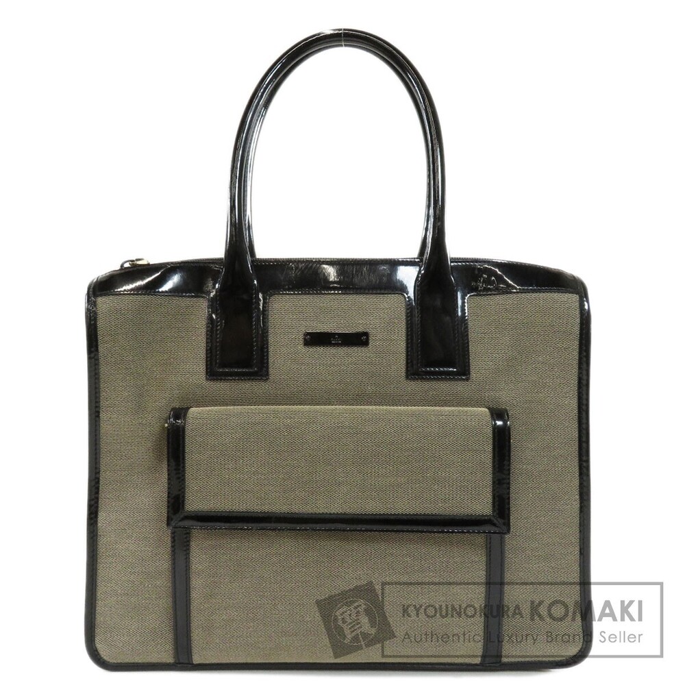 Gucci Logo Motif Tote Bag Canvas Leather